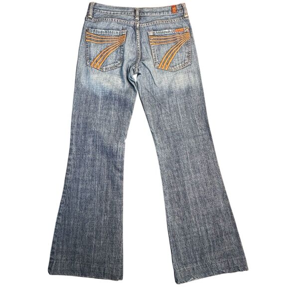 7 For All Mankind Dojo Dark Wash Wide Leg Denim Jeans Women's Size 27 Casual - Picture 2 of 9